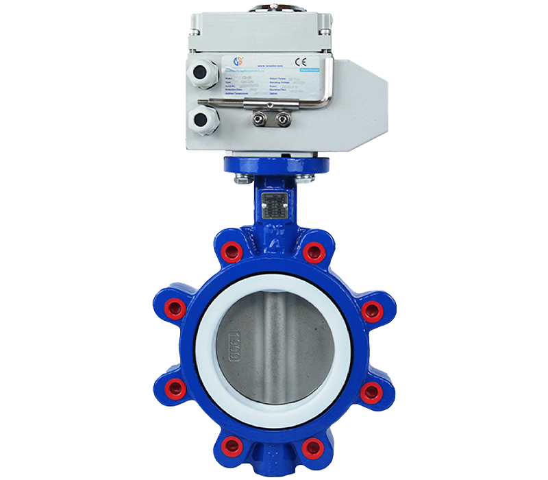 Lug Type Teflon Gasket Butterfly Valve, with Electric Actuator