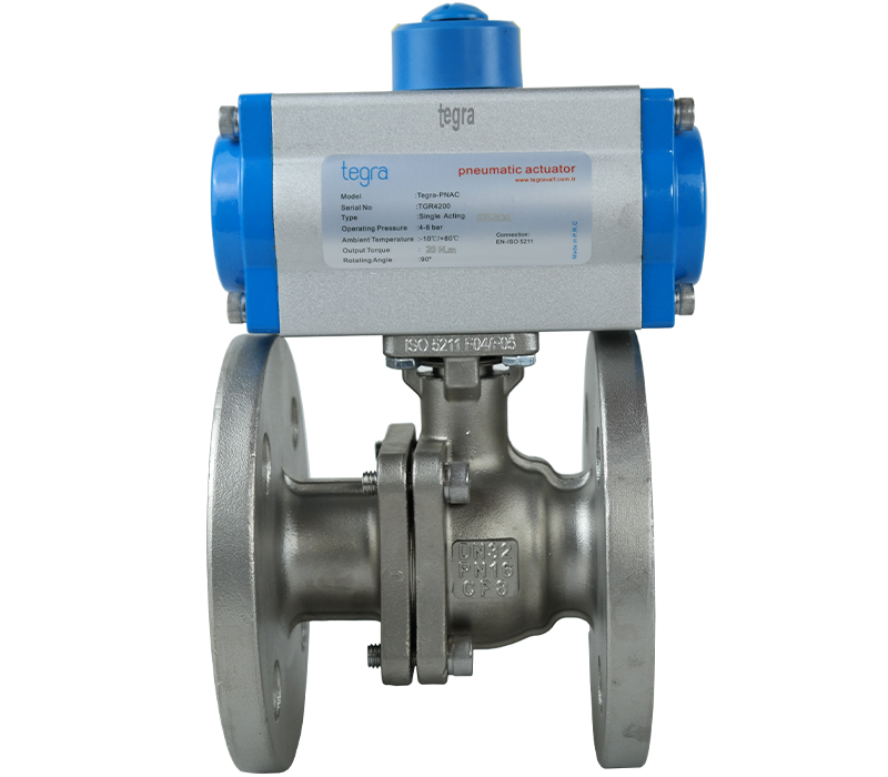 2 Piece Flanged Ball Valve, with Pneumatic Actuator