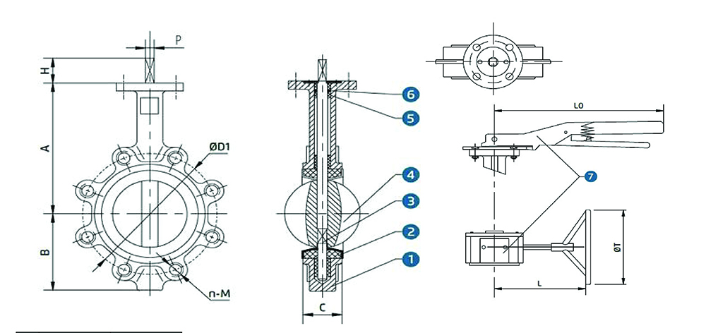 Lug Tip EPDM Contalı Kelebek Vana planı resim